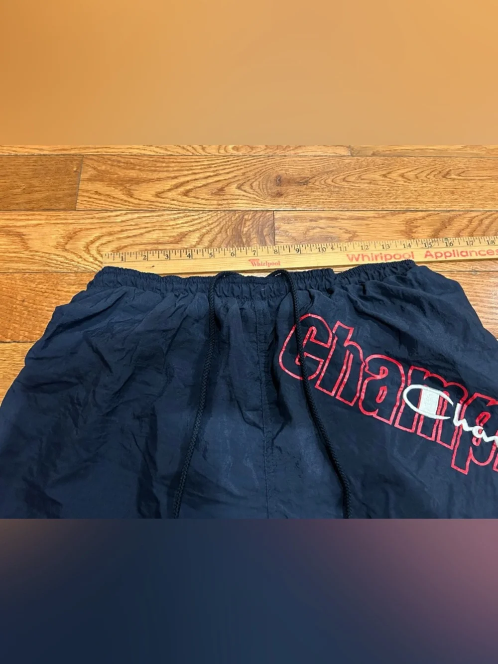 Vintage Champion Nylon Swim Trunks Shorts‎ Men's Size Large Navy Blue Drawstring